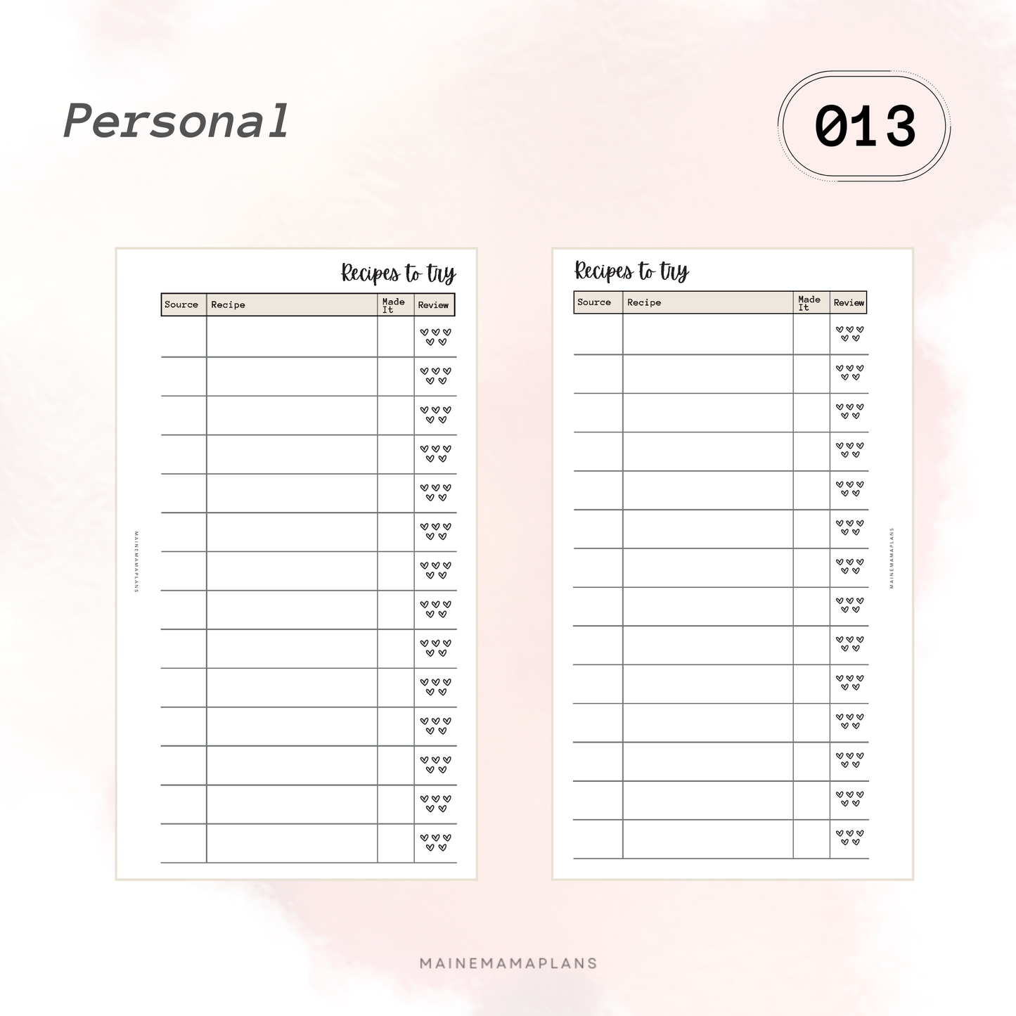 013: Recipes to Try Insert