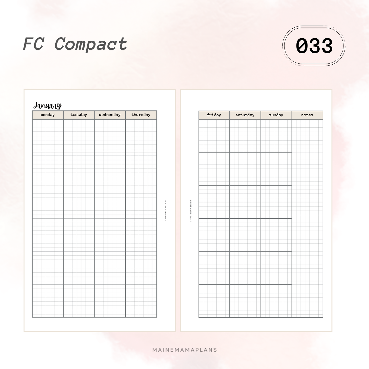 033: Monthly Grid Box Insert