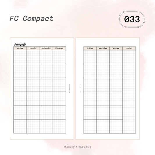 033: Monthly Grid Box Insert