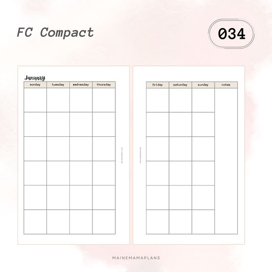034: Monthly Blank Box Insert