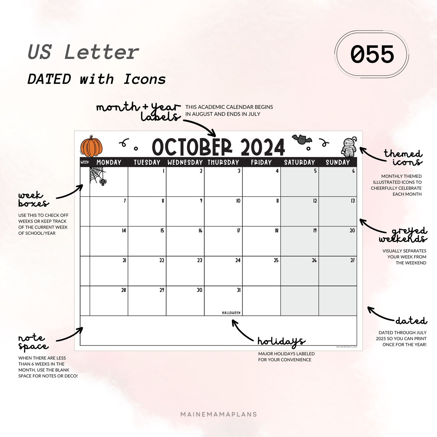055: Academic Calendar with Icons