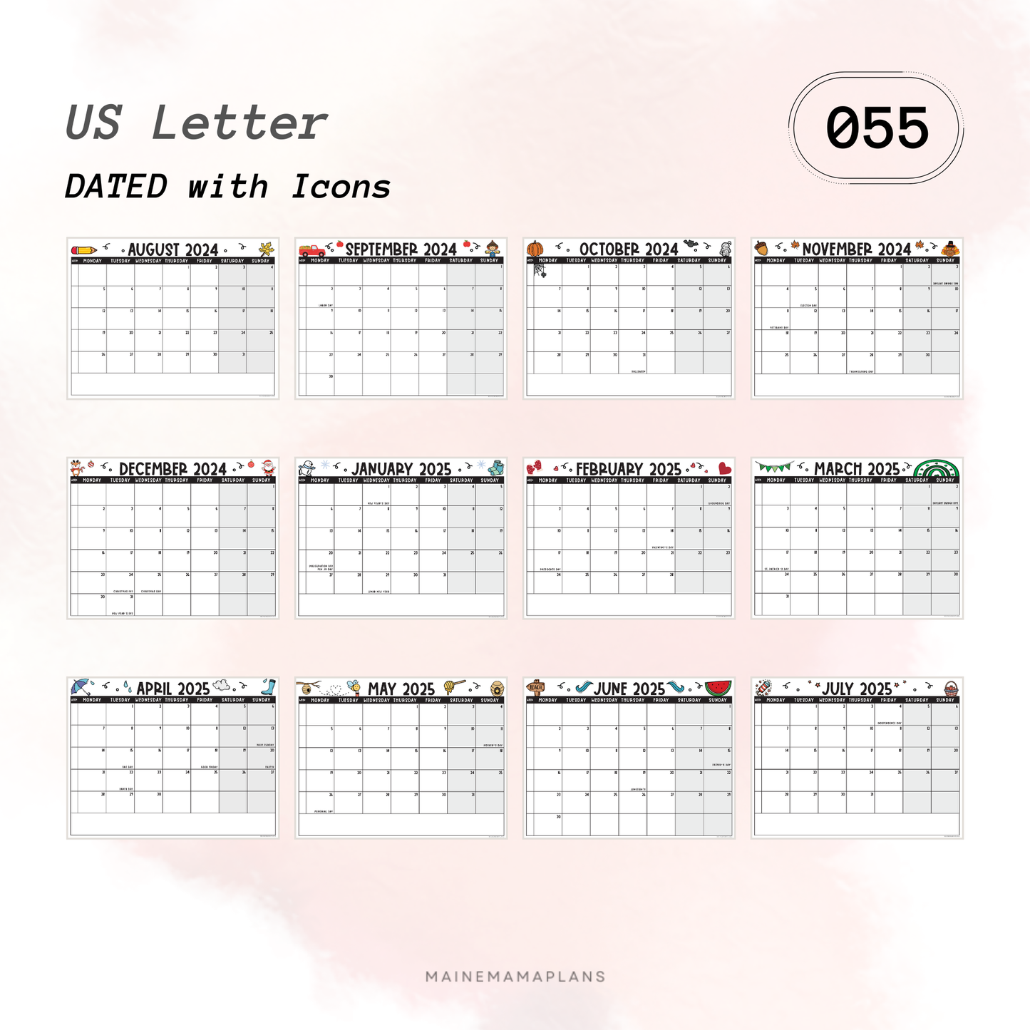 055: Academic Calendar with Icons