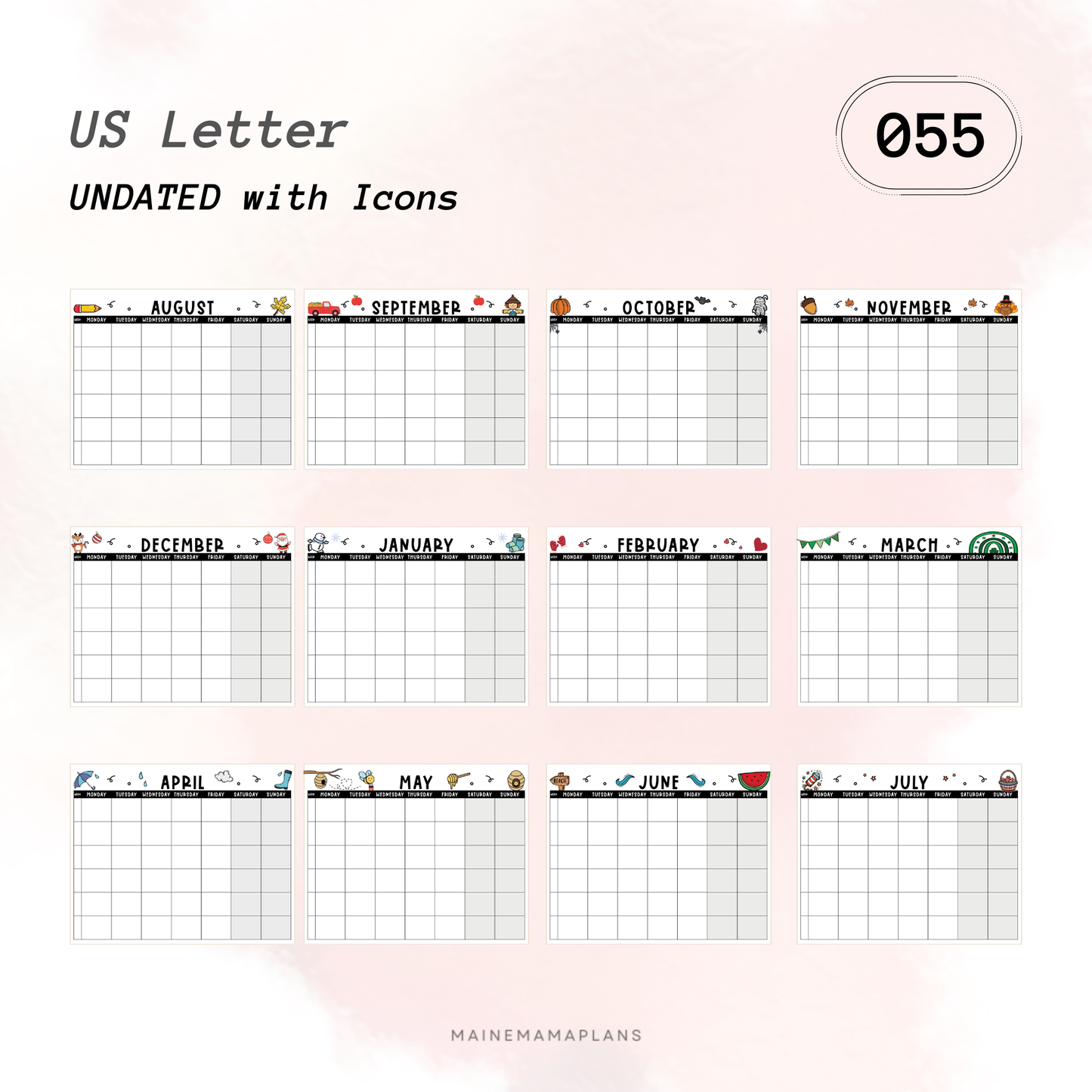 055: Academic Calendar with Icons