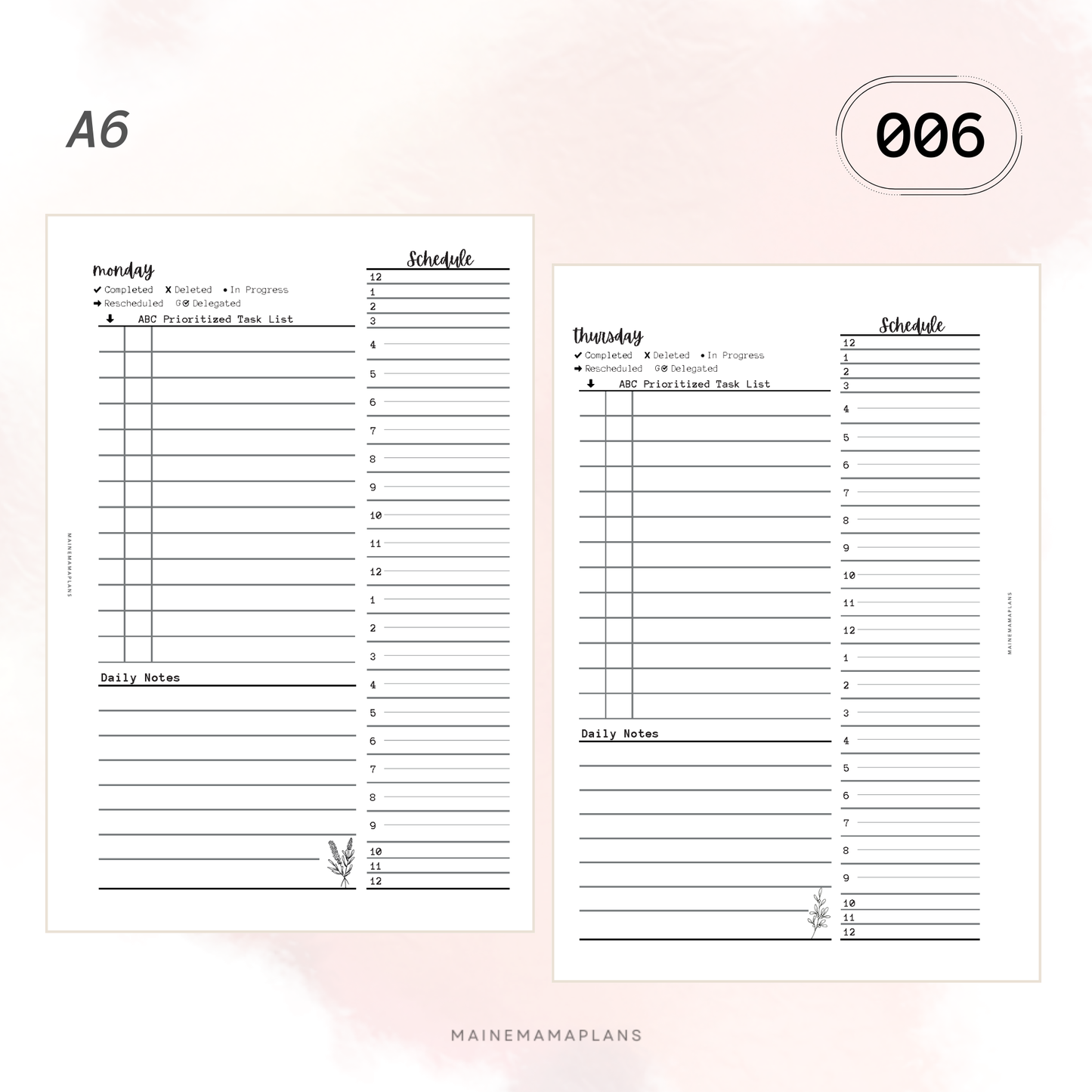 006: Undated Daily Label DO1P w/Schedule (24 Hour)