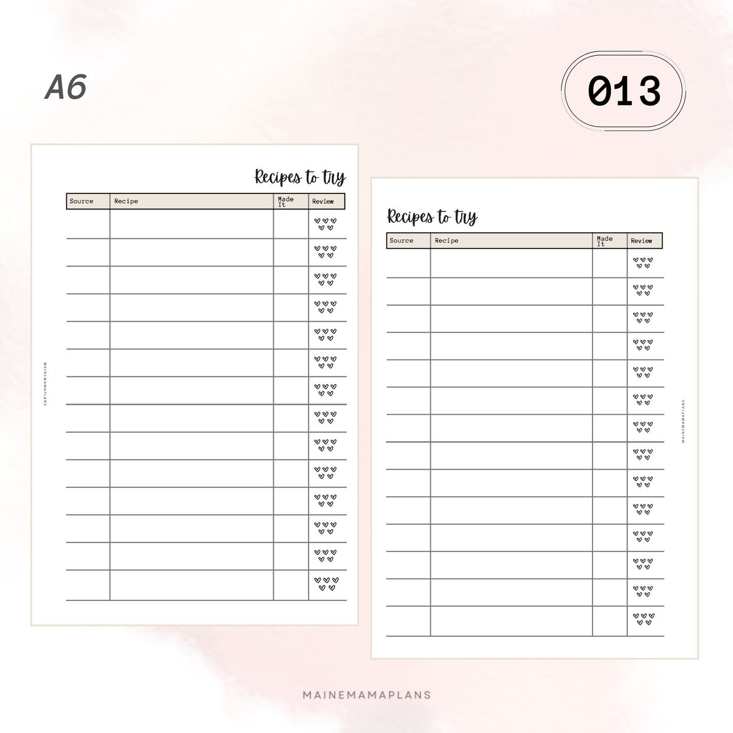 013: Recipes to Try Insert
