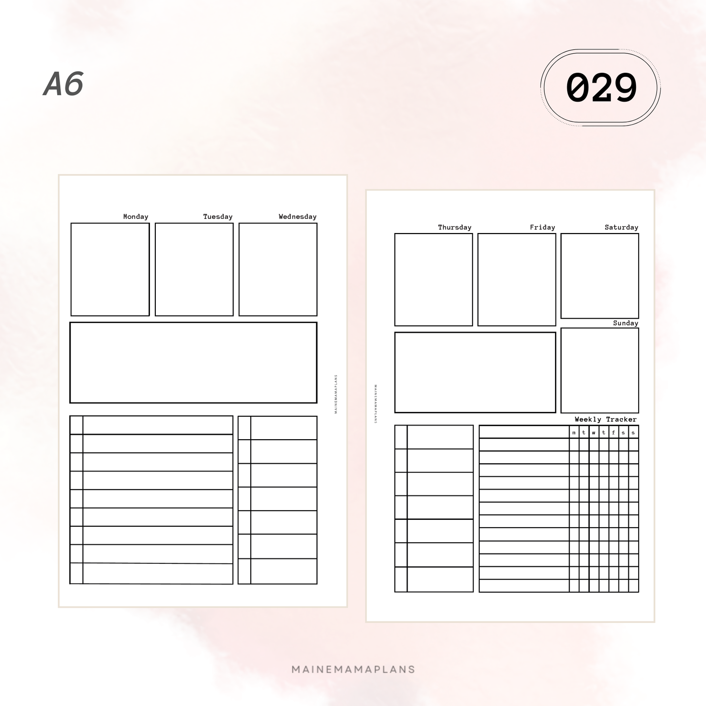 029: Week on 2 Pages (Blank) with Weekly Tracker