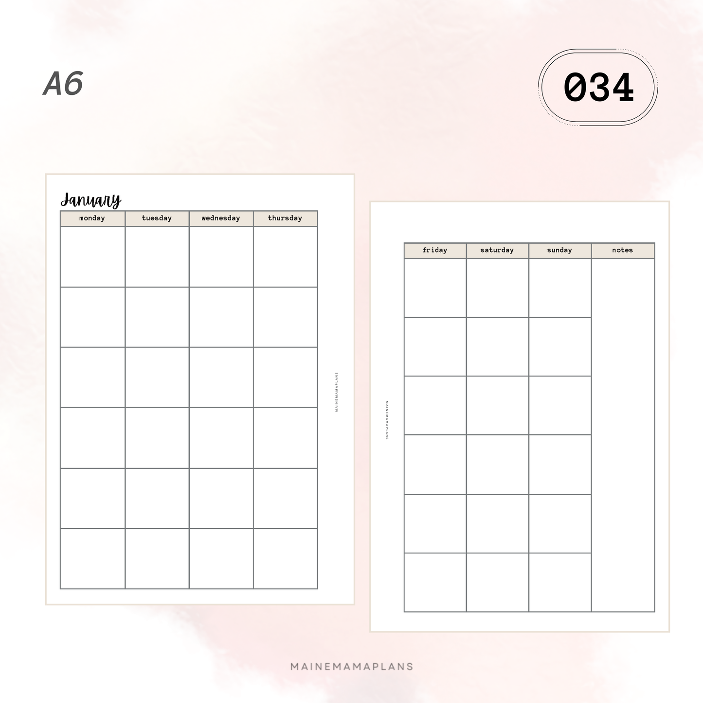 034: Monthly Blank Box Insert