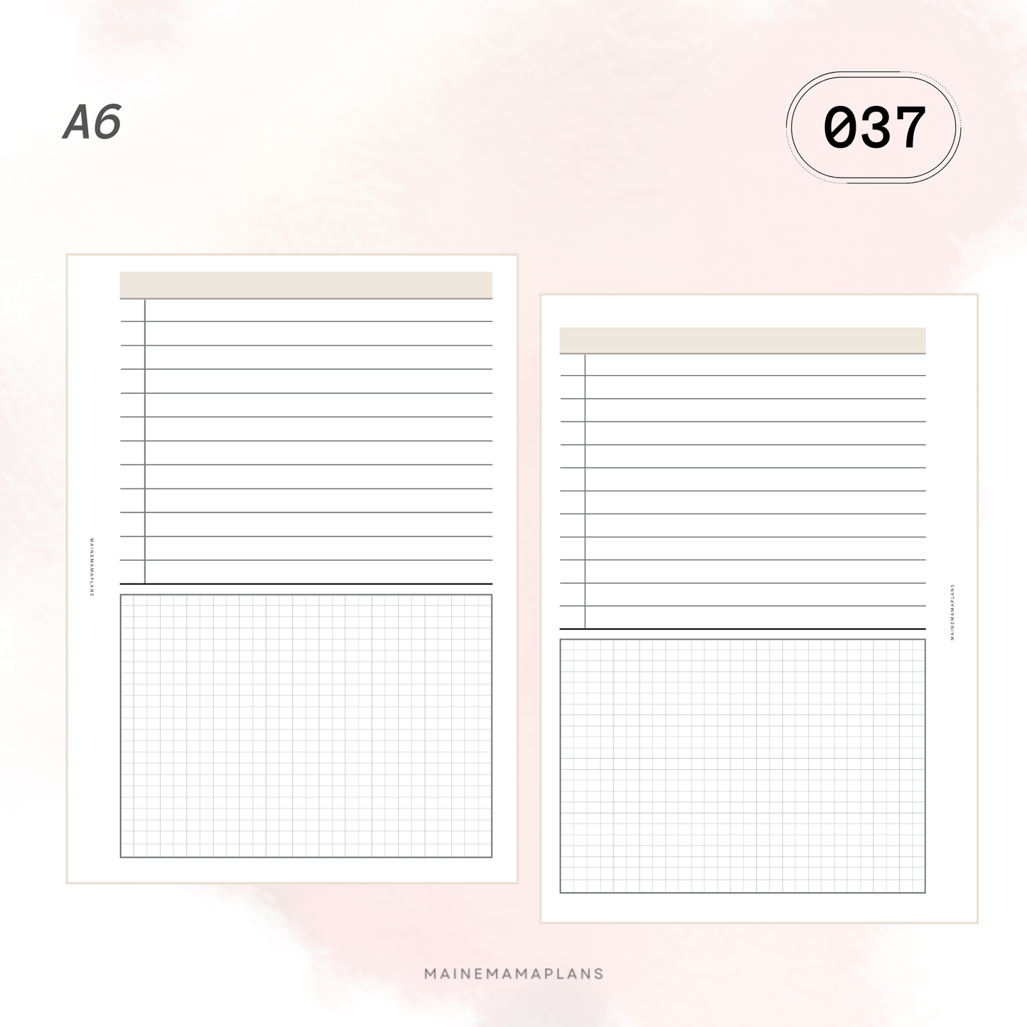 037: Categorized Checklist Half Grid Insert