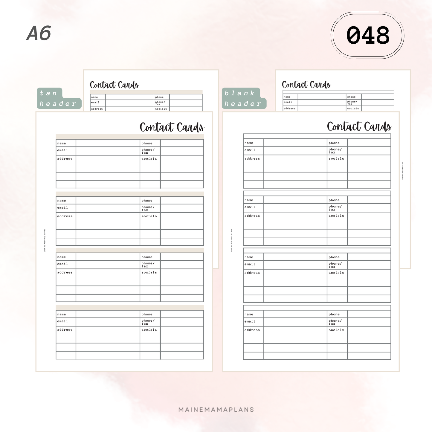 048: Contact Cards Insert