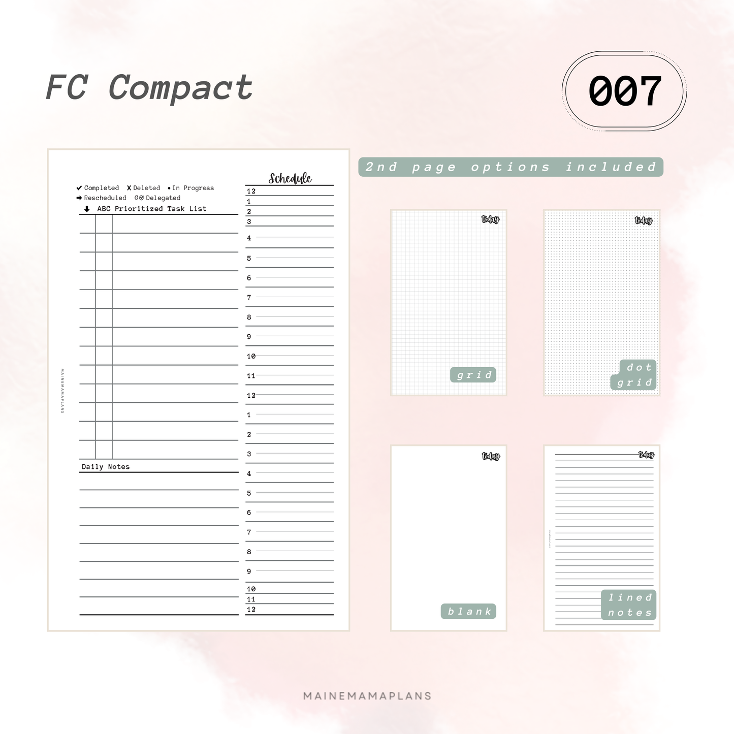 007: Undated Day on 2 Pages w/Schedule (24 Hour) BUNDLE - DO2P