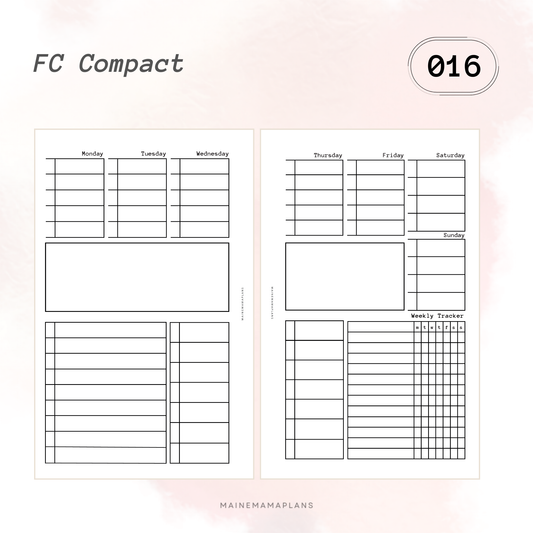 016: Week on 2 Pages (Lined) with Weekly Tracker