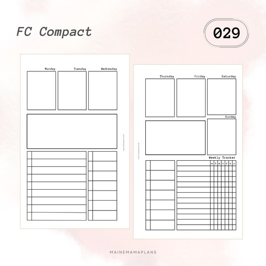 029: Week on 2 Pages (Blank) with Weekly Tracker