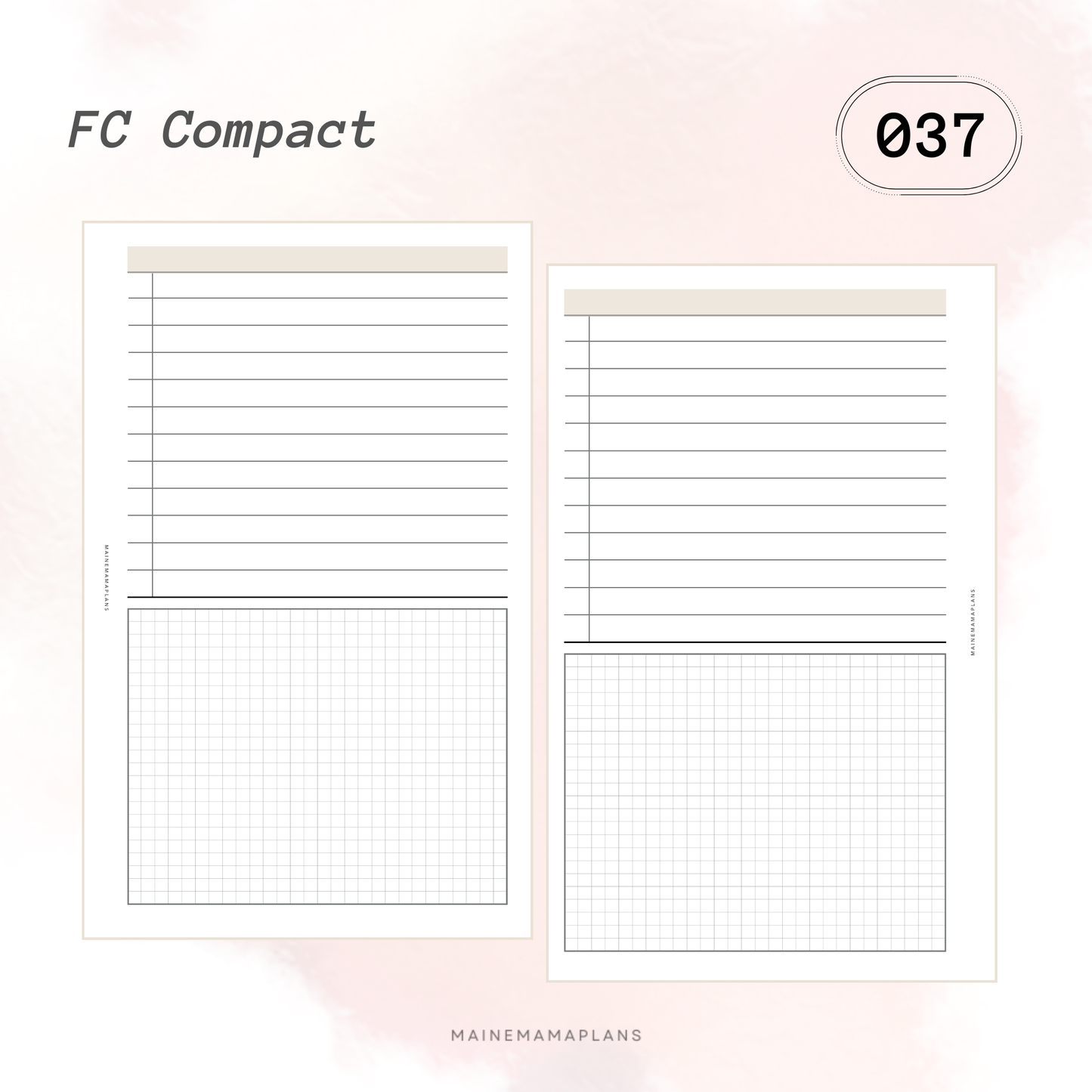 037: Categorized Checklist Half Grid Insert
