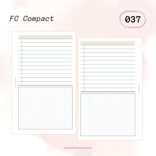 037: Categorized Checklist Half Grid Insert