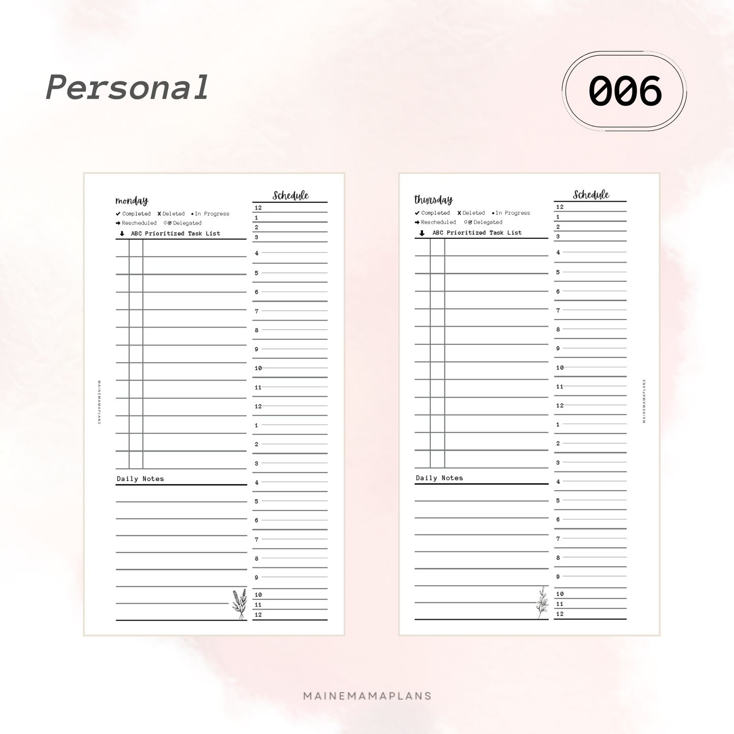 006: Undated Daily Label DO1P w/Schedule (24 Hour)