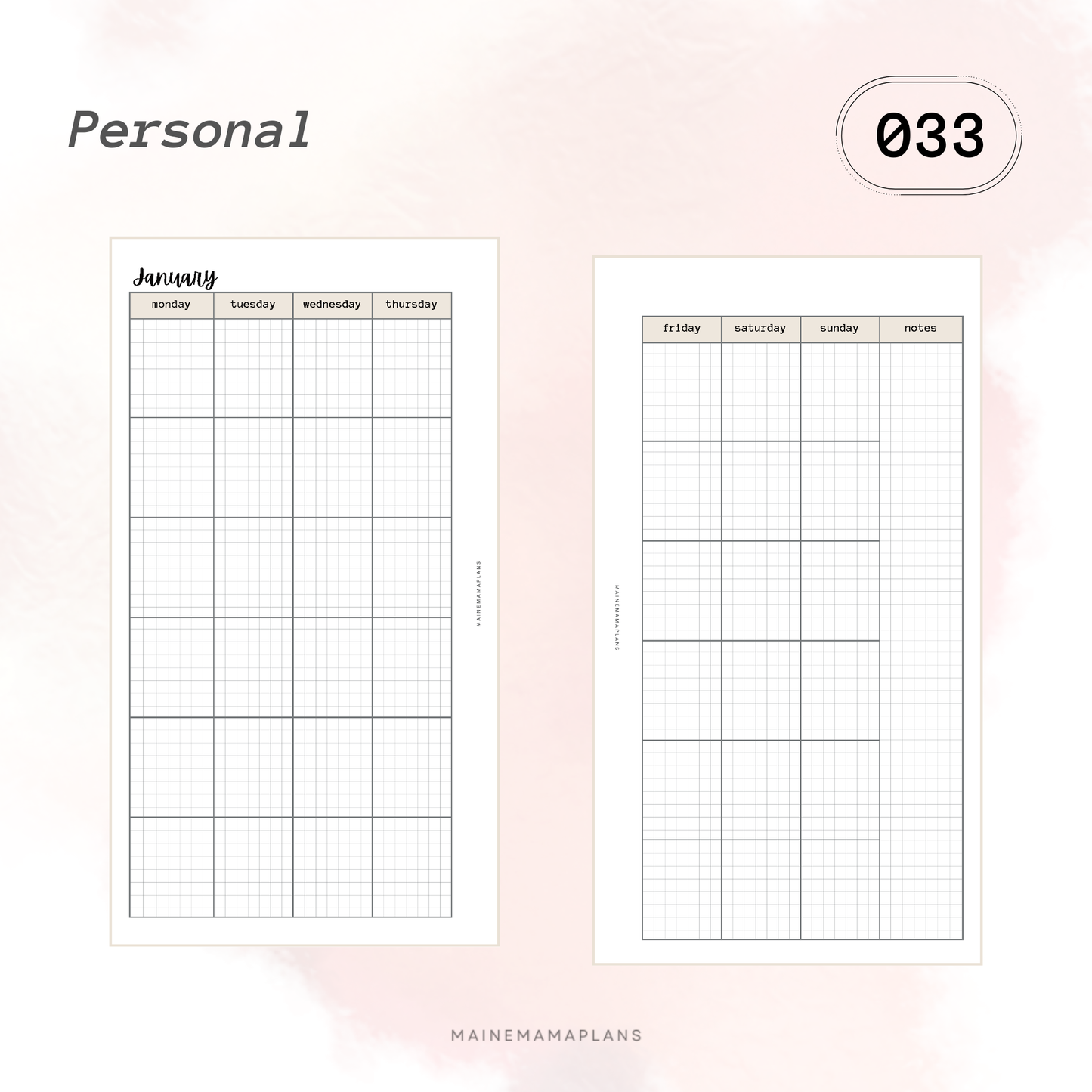 033: Monthly Grid Box Insert