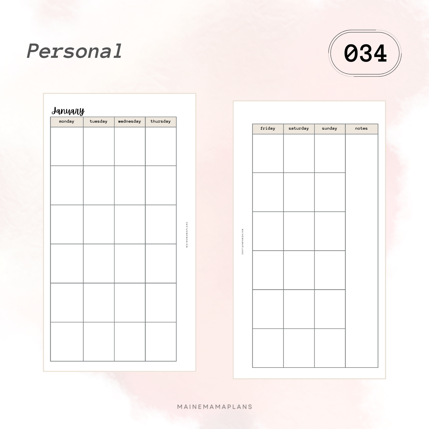 034: Monthly Blank Box Insert
