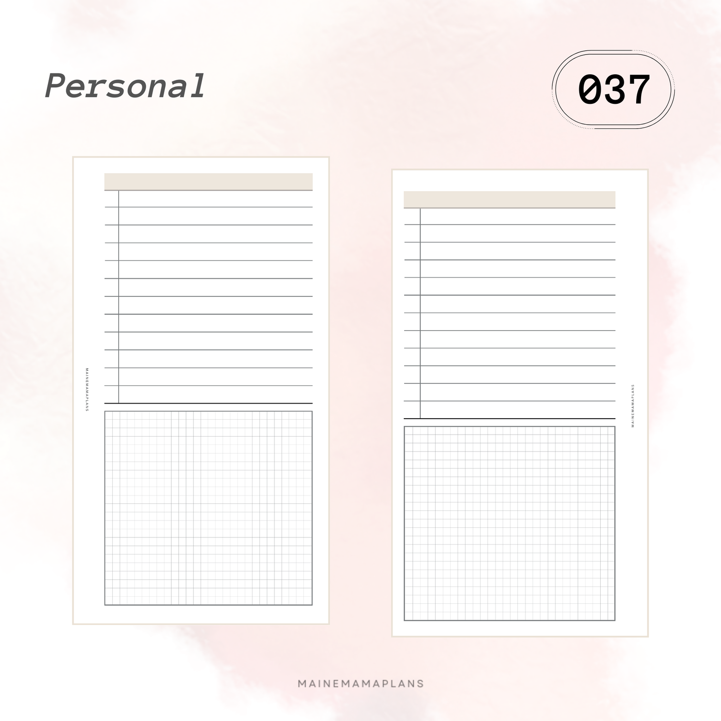 037: Categorized Checklist Half Grid Insert