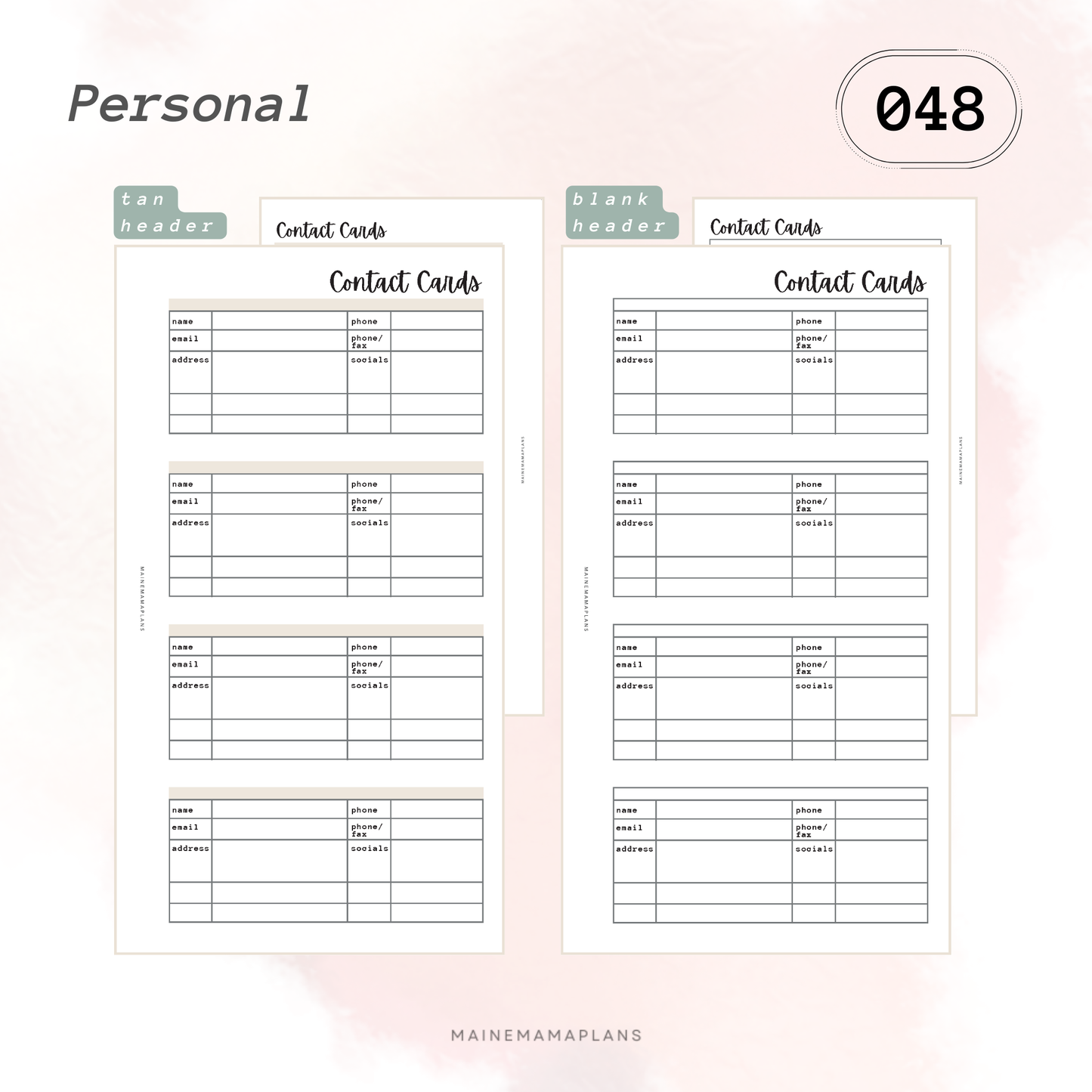 048: Contact Cards Insert
