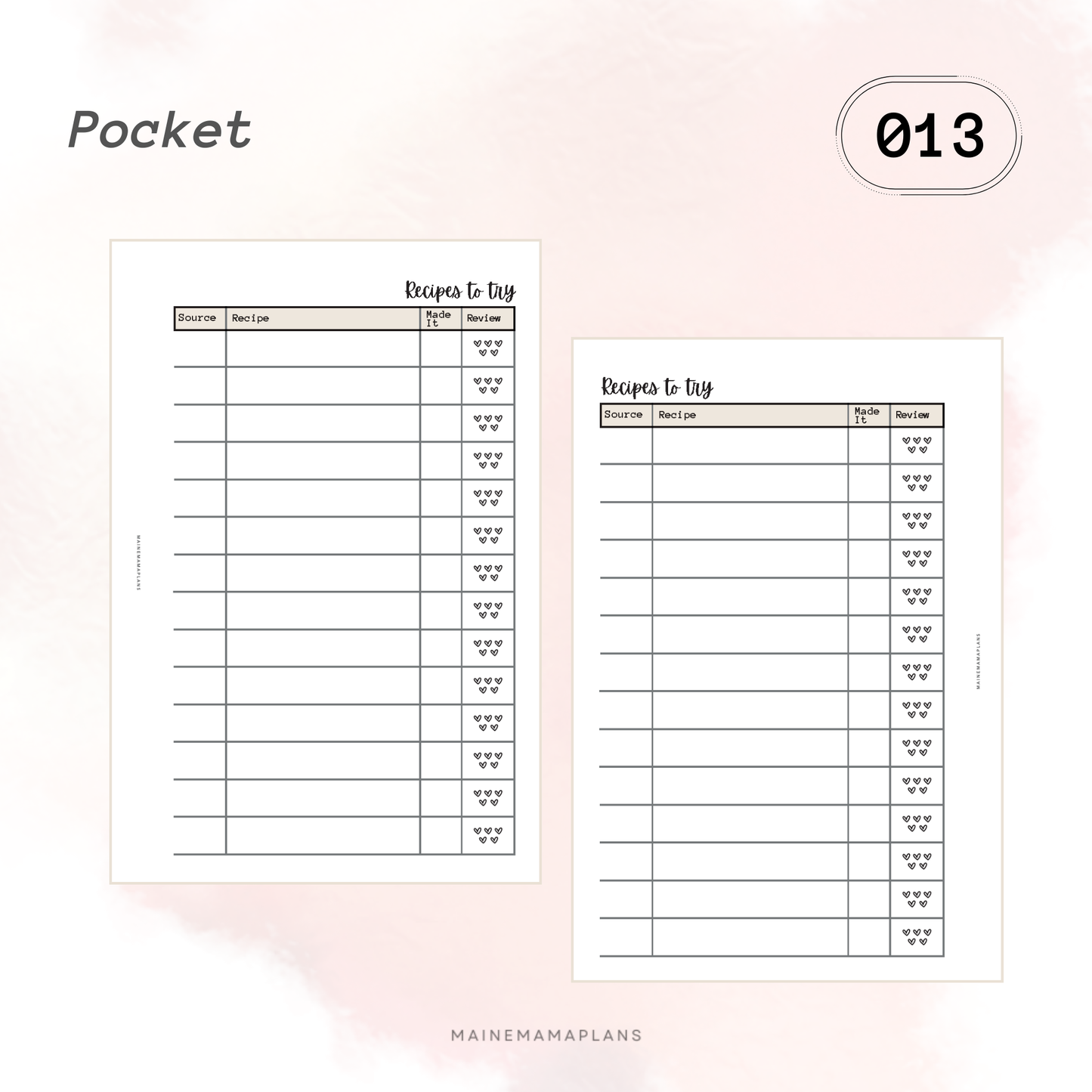 013: Recipes to Try Insert