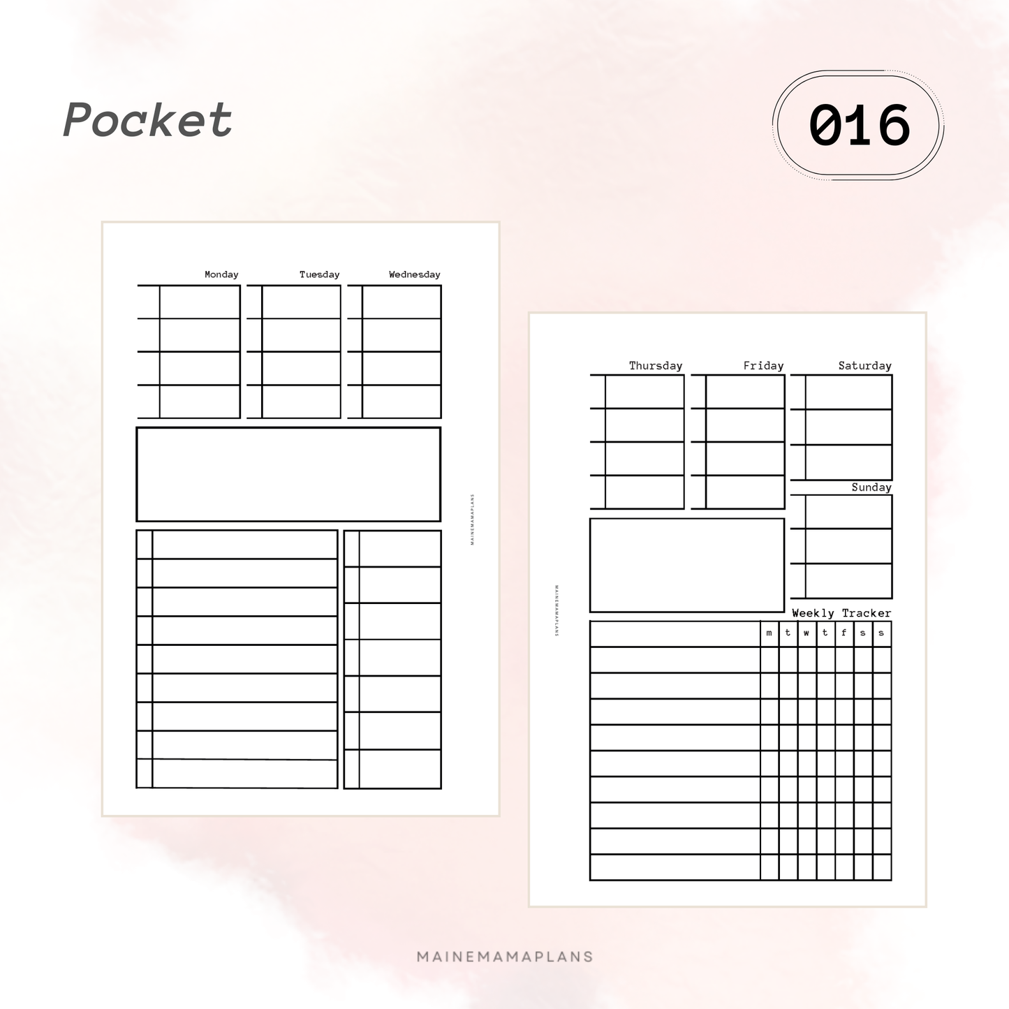016: Week on 2 Pages (Lined) with Weekly Tracker