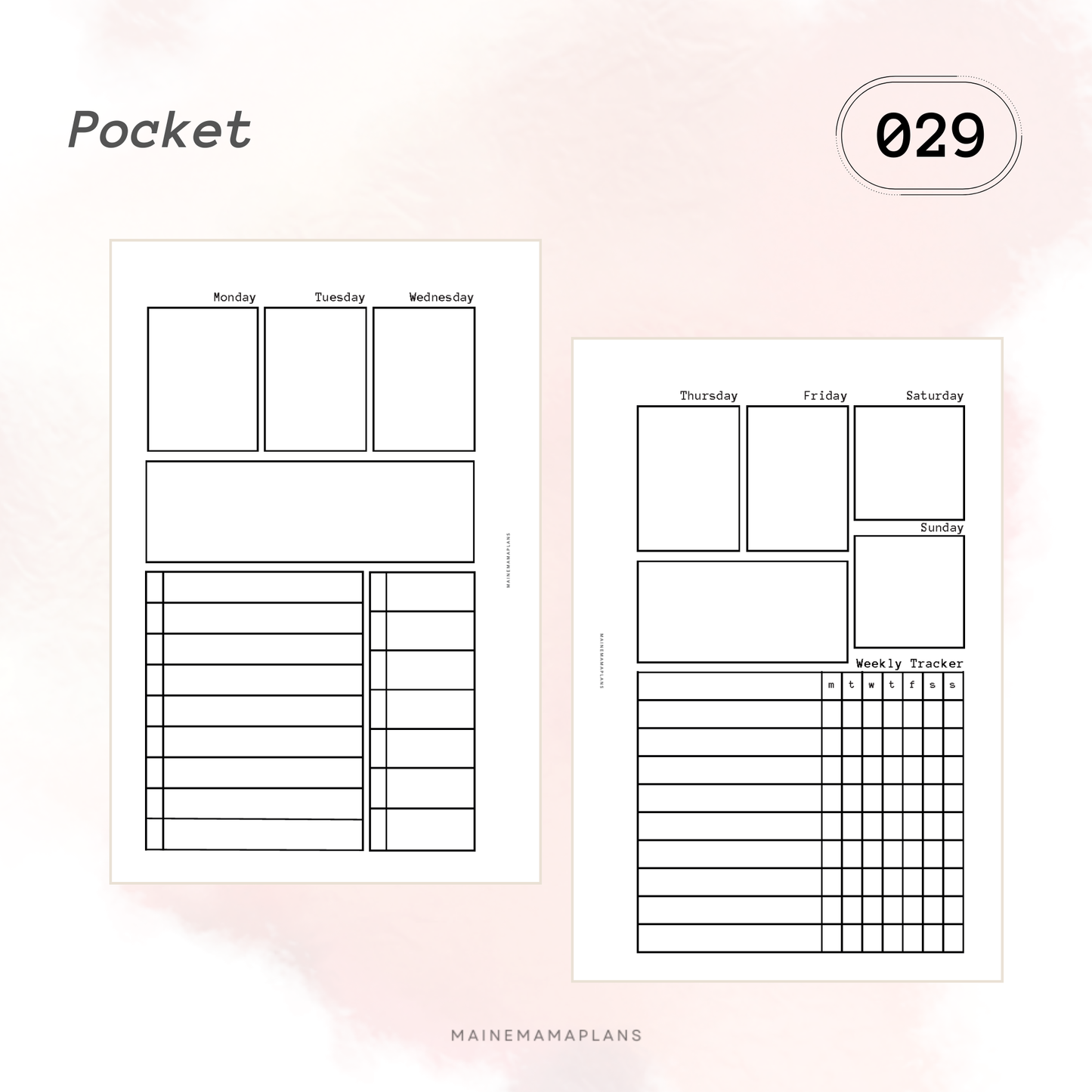 029: Week on 2 Pages (Blank) with Weekly Tracker