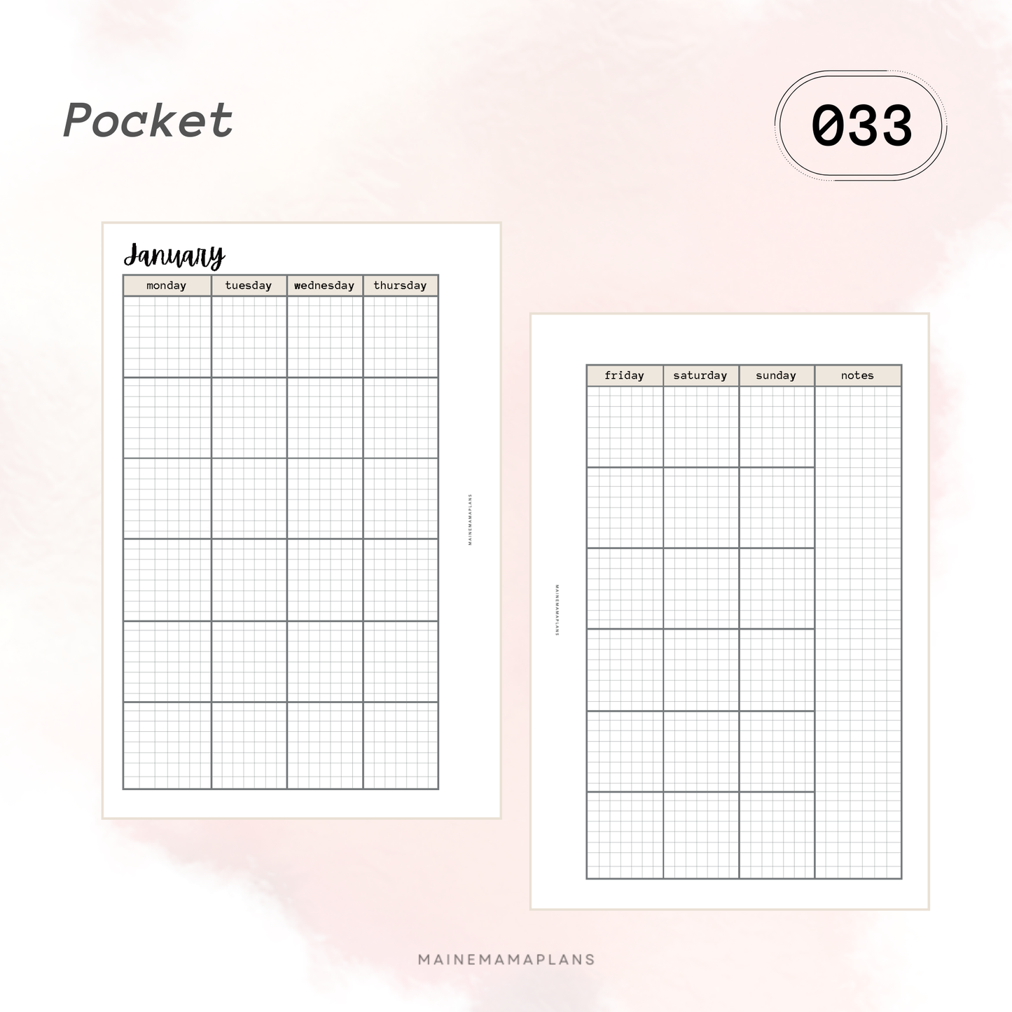 033: Monthly Grid Box Insert