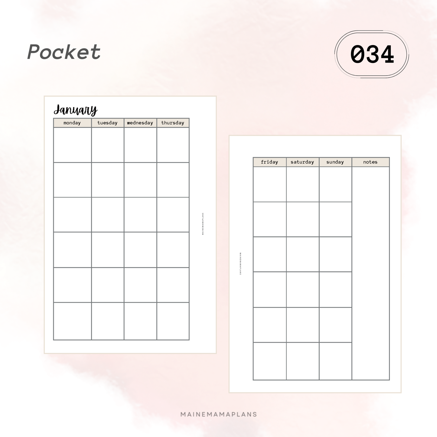 034: Monthly Blank Box Insert
