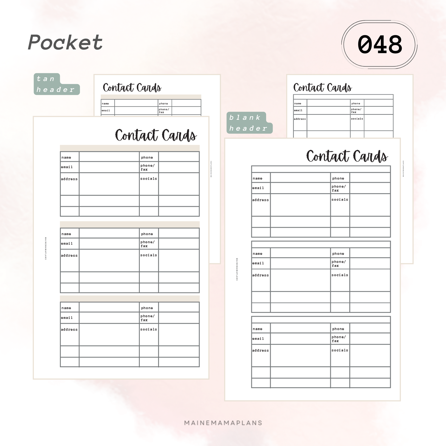 048: Contact Cards Insert