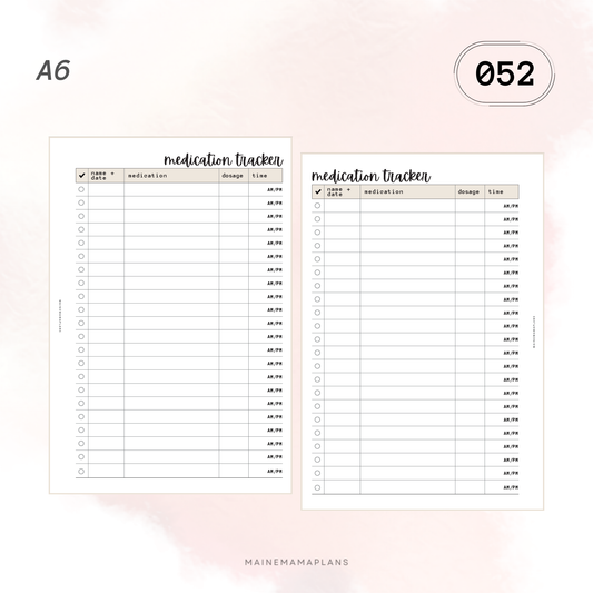 052: Medication Tracker Insert