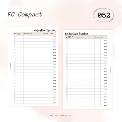 052: Medication Tracker Insert