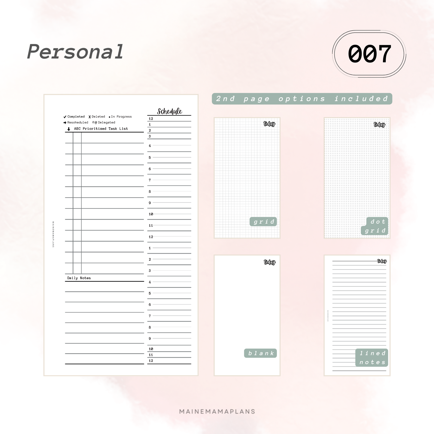 007: Undated Day on 2 Pages w/Schedule (24 Hour) BUNDLE - DO2P